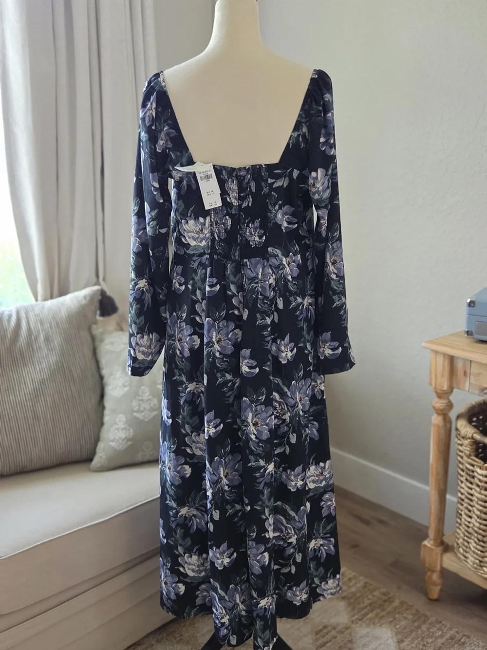 Abercrombie & Fitch Navy Floral Square-Neck Maxi Dress